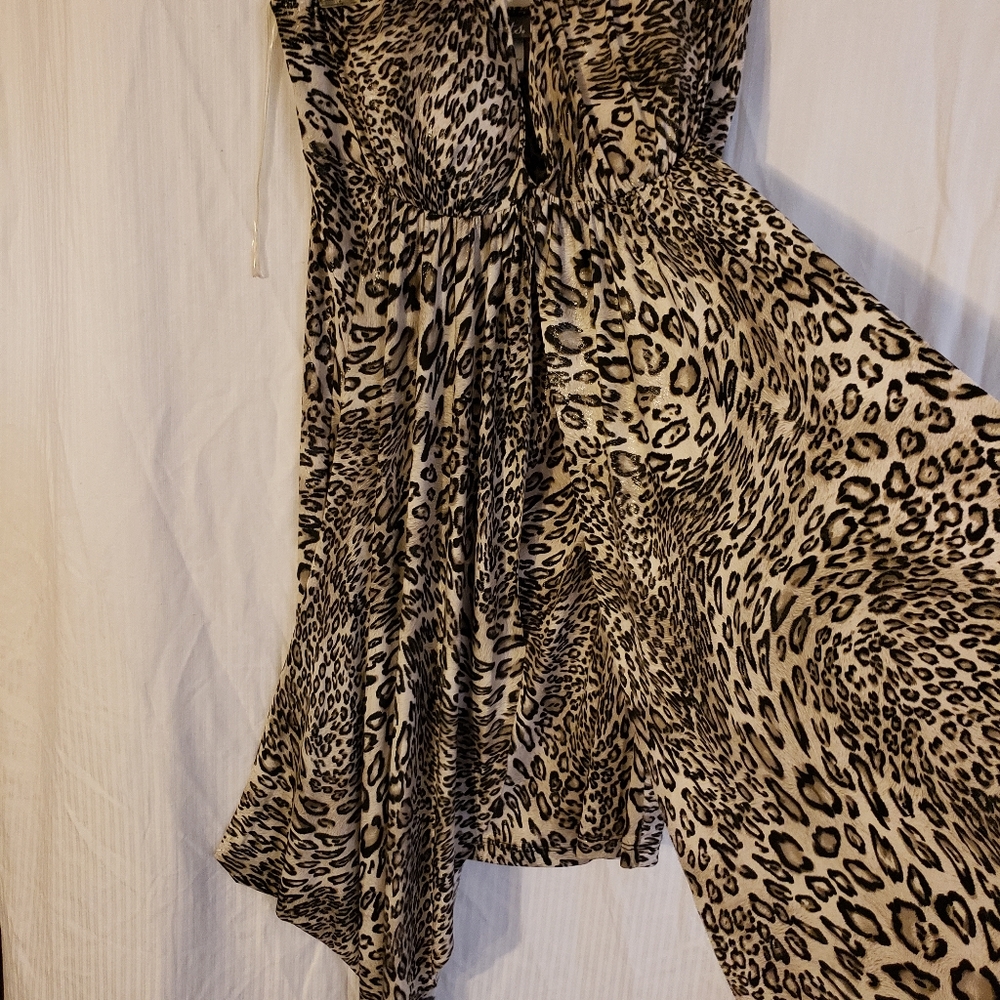 GREY LEOPARD KNEE LENGTH DRESS